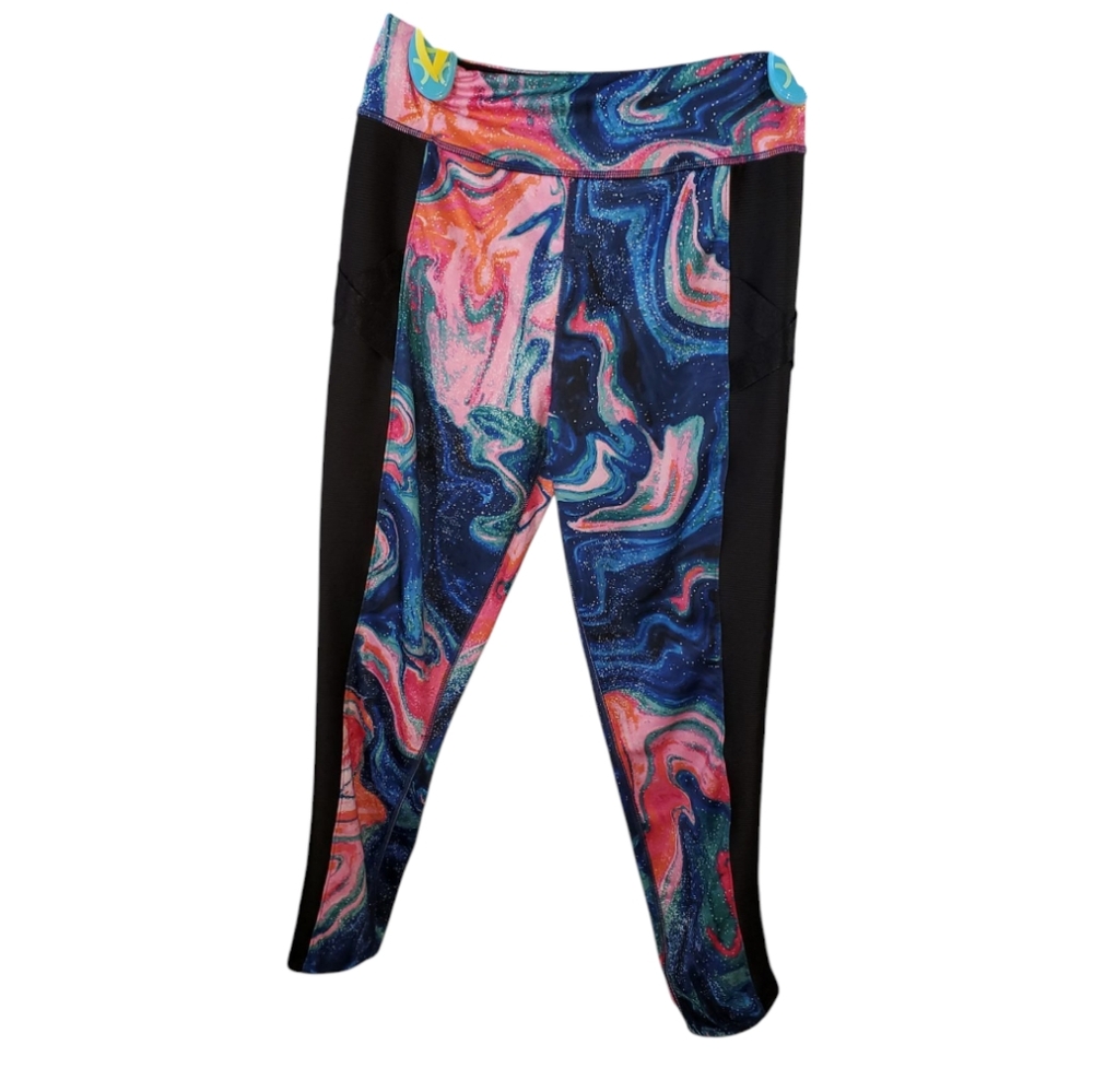 Avia Galaxy Print Pink Blue Leggings Girl's Sz 18 XXL